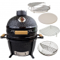 Preview: WILLS BIG Kamado Grill 15" inkl. teilbares Grillset Divide & Conquer + Pizzastein zubehör